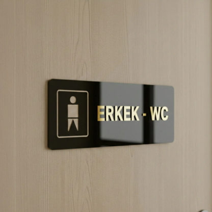 Pleksi Erkek WC Yönlendirme Tabelası - Çift Renk
