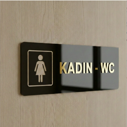 Pleksi Kadın WC Yönlendirme Tabelası - Çift Renk