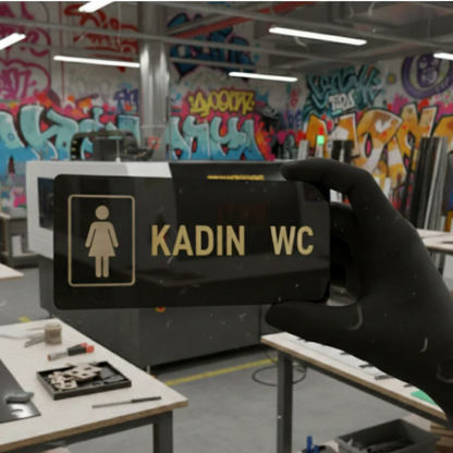 Pleksi Kadın WC Yönlendirme Tabelası - Çift Renk