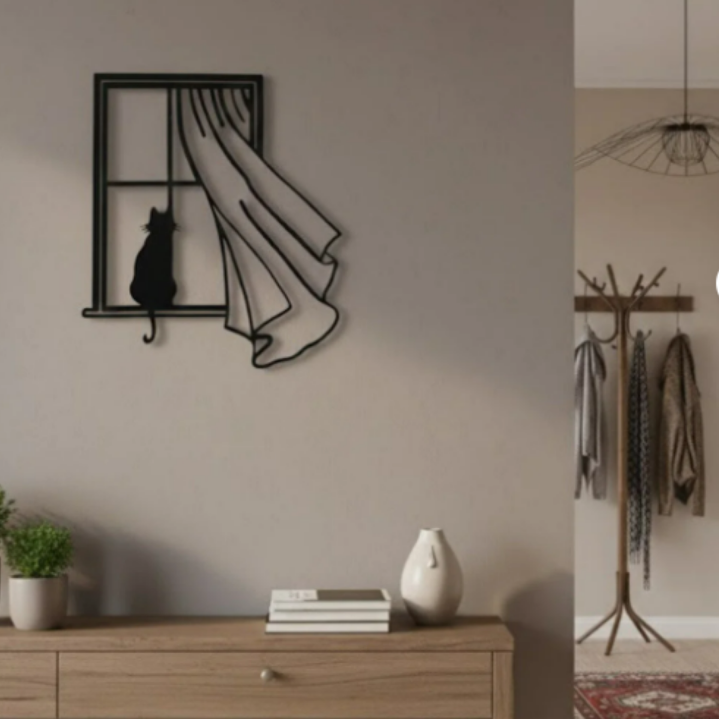 Pleksi Kedi Desenli Duvar Dekoru & TABLO – Minimalist 25 x 25 cm Pano