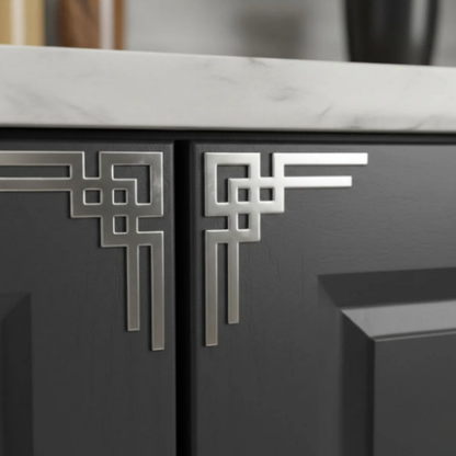 4 Parça Gardırop Komidin Duvar Köşe Süsü Seti - Altın Gümüş Rengi - Mobilya Süsü